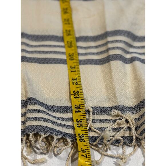 Tribe Alive Poncho Blue Ivory Stripe Shawl poncho‎ kaftan OS Aztec Boho Career - Picture 3 of 6